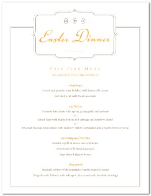 Easter Dinner Menu