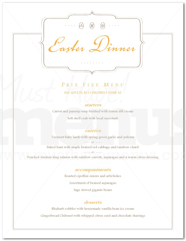 Easter Dinner Menu | page 1