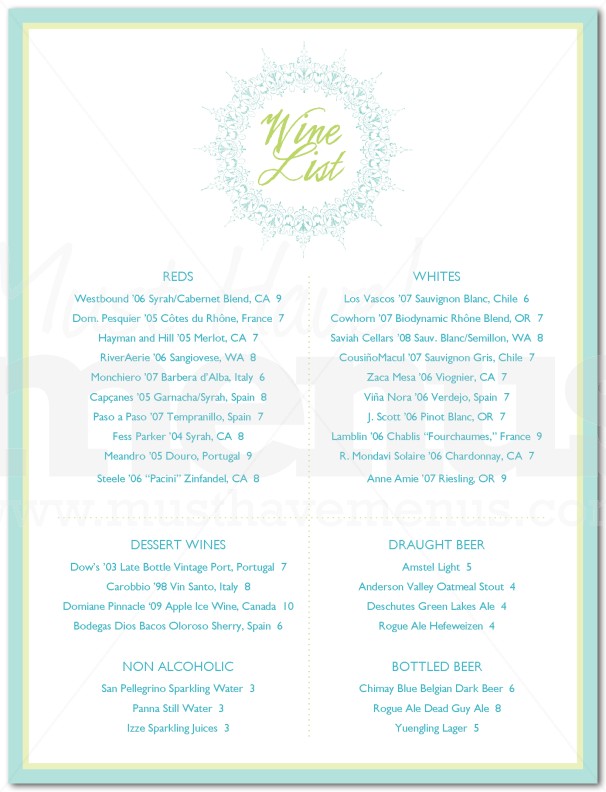 The Wine List | page 1