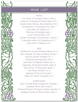 Red Wine List