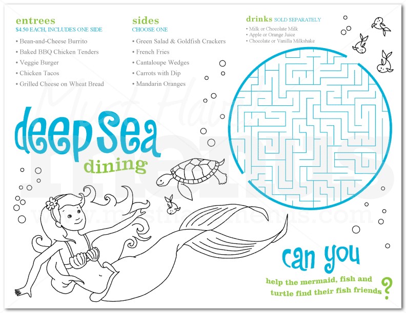 Kids Lunch Menu | page 1