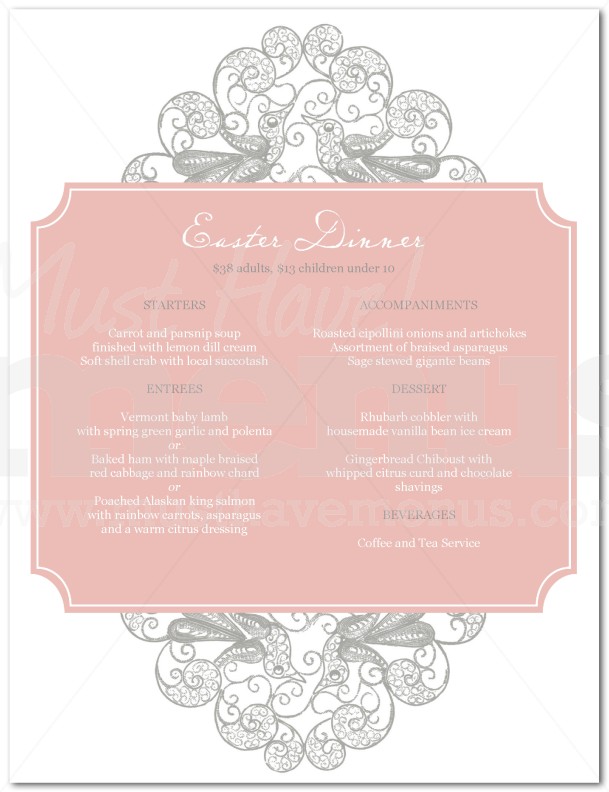 Traditional Easter Menu | page 1