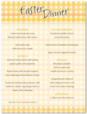 Easter Sunday Menu