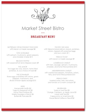 Burger Breakfast Menu