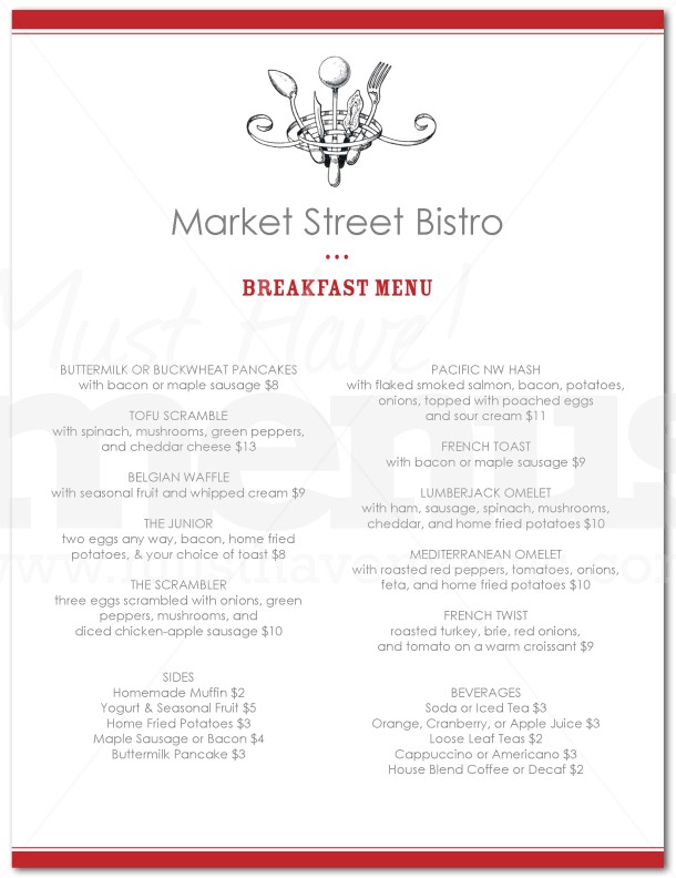 Burger Breakfast Menu | page 1