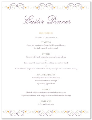 Menu for Easter