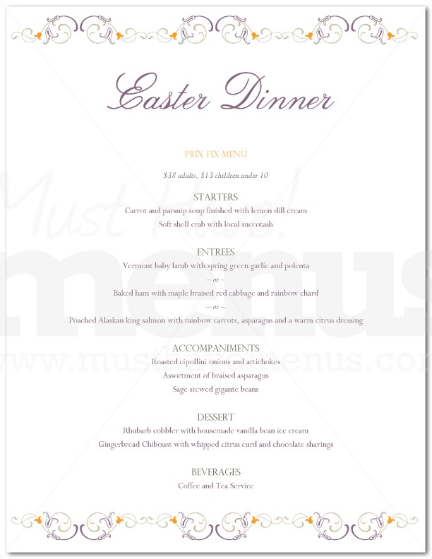 Menu for Easter | page 1
