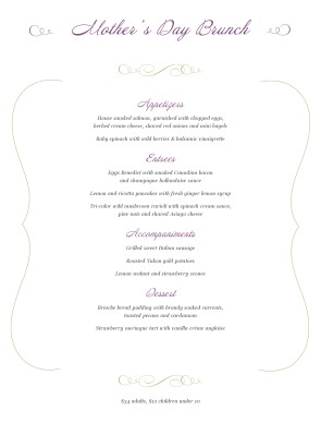 mothers day menu template