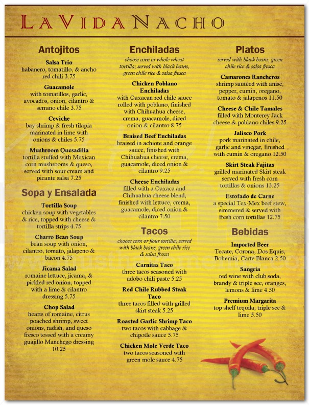 Menu for Mexican Food | page 1