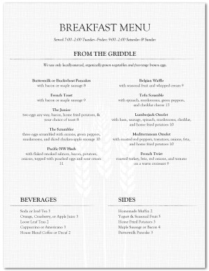 Diet Breakfast Menu