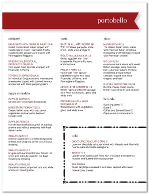 Italian Lunch Menu
