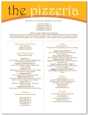 Italian Pizzeria Menu
