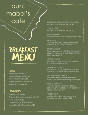 breakfast menu template