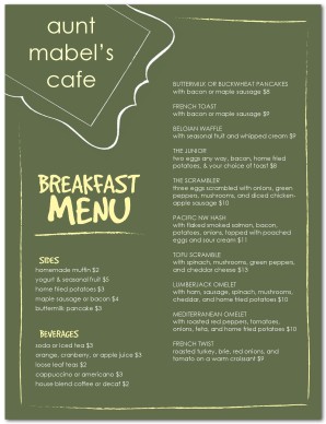 Menu of Breakfast