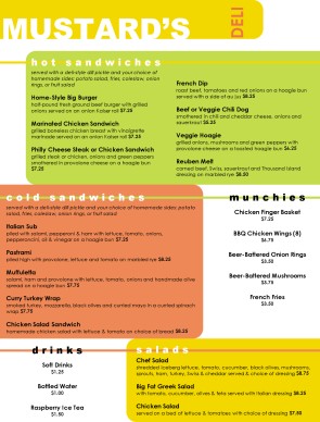 deli menu templates