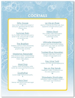 Sample Bar Menu