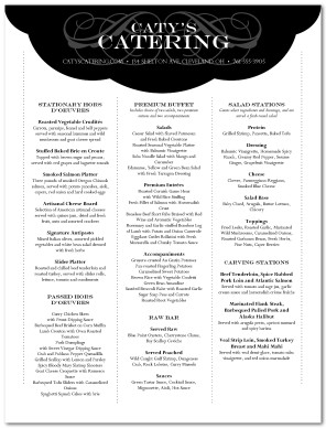 Menu for Wedding