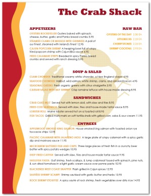 Crab Menu