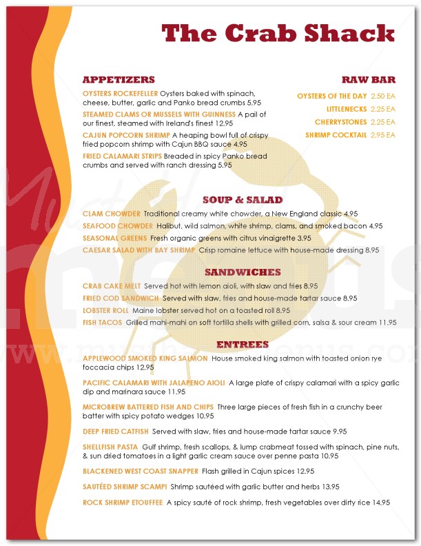 Crab Menu | page 1
