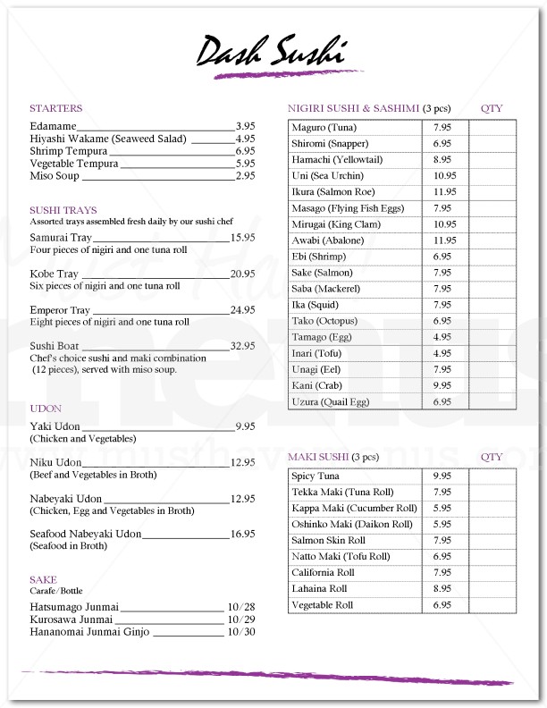 Sushi Bar Menu | page 1