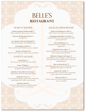 French Cuisine Menu