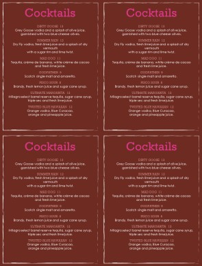 mini bar menu template archive