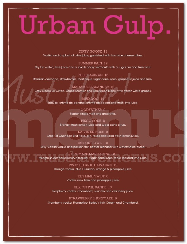 Oak Bar Menu | page 1