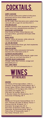 Martini Bar Menu