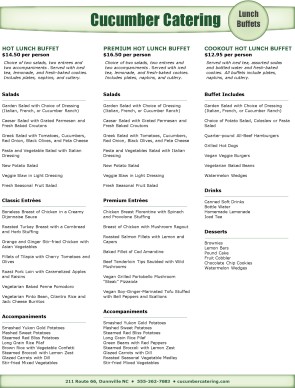View Lunch Buffet Catering Menu