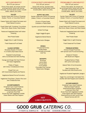 catering menus templates
