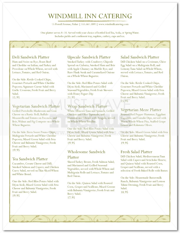 Platter Combination Menu | page 1