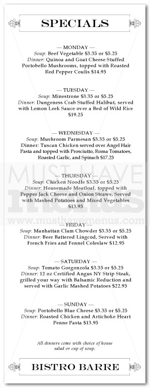 Spring Specials Menu | page 1