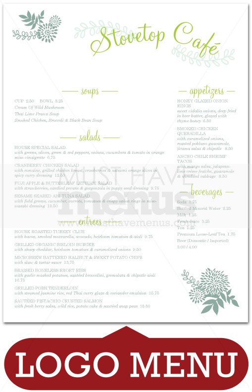 Green Cafe Menu | page 1