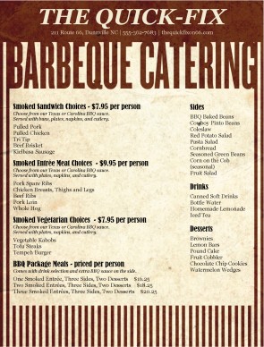 catering menus templates