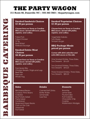 gourmet barbeque menu event catering menu