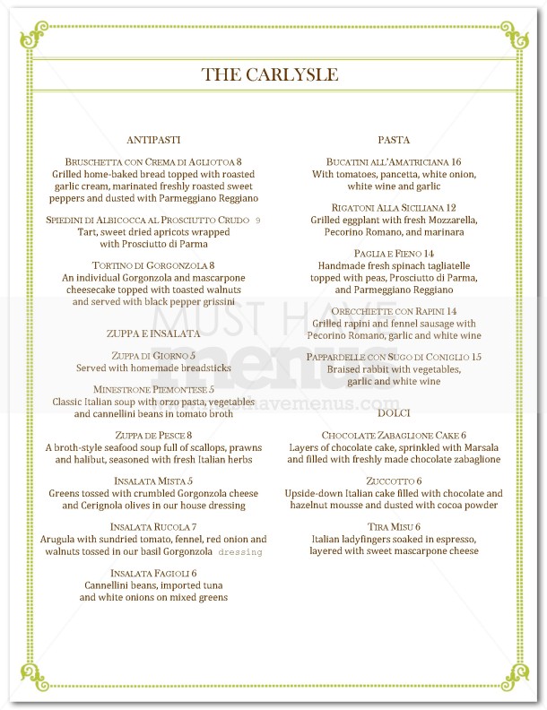 Fine Dining Italian Menu at Kenton Bridges blog