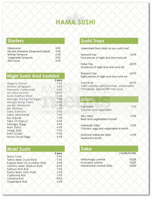 Cafe Sushi Menu | page 1