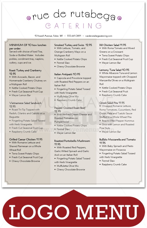 Catering Sandwich Menu | page 1