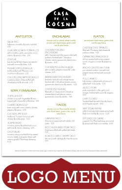 Authentic Mexican Restaurant Menu