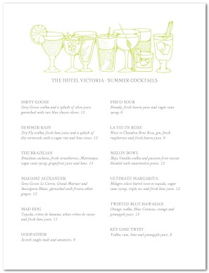 Martini Menu