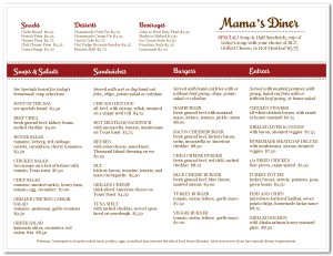The Diner Menu