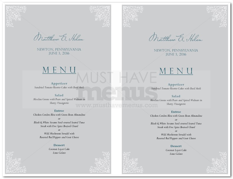 Sample Wedding Menu Card | page 1