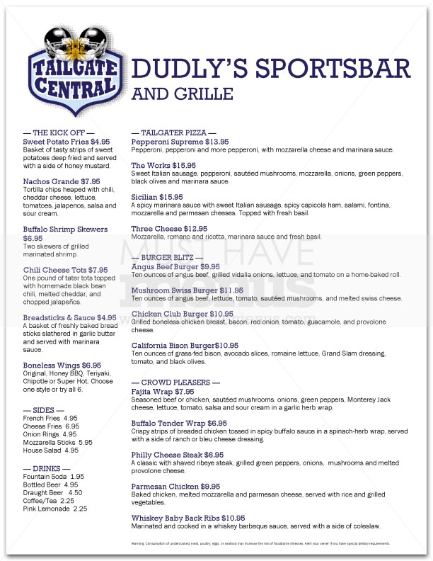 Fantasy Football Menu | page 1