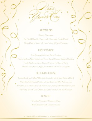 Customize New Years Day Menu