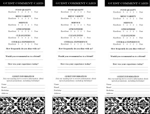 fine restaurant comment card marketing archive restaurant comment card