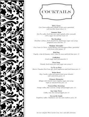 cocktail list template