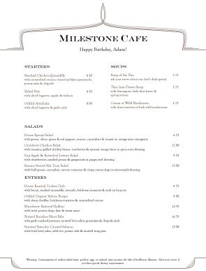 birthday menu template