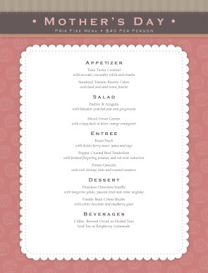mothers day menu template