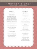 mothers day menu template
