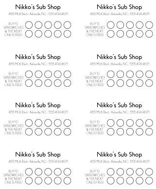 punch card template